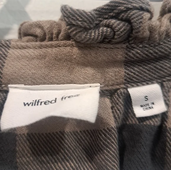 Wilfred Free Black and Tan Plaid Flannel Shirt with Ghost Applique - Picture 4 of 5